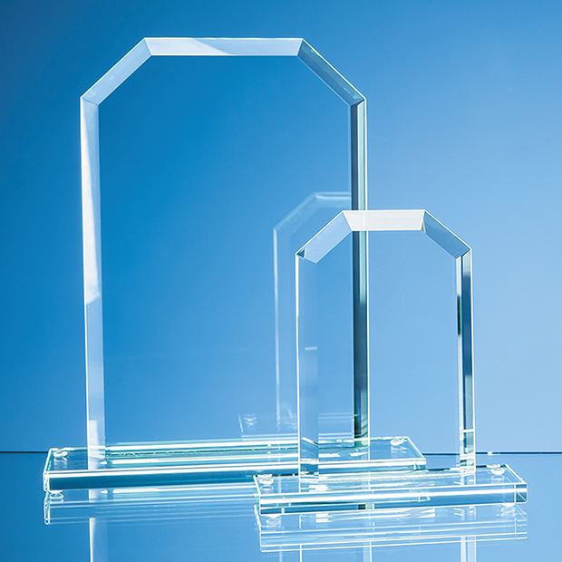 15cm X 9.5cm X 12mm Jade Glass Bevelled Edge Honour Award