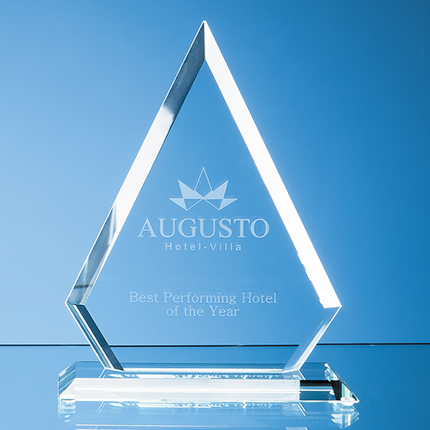 25cm X 19cm X 12mm Jade Glass Bevelled Edge Diamond Award