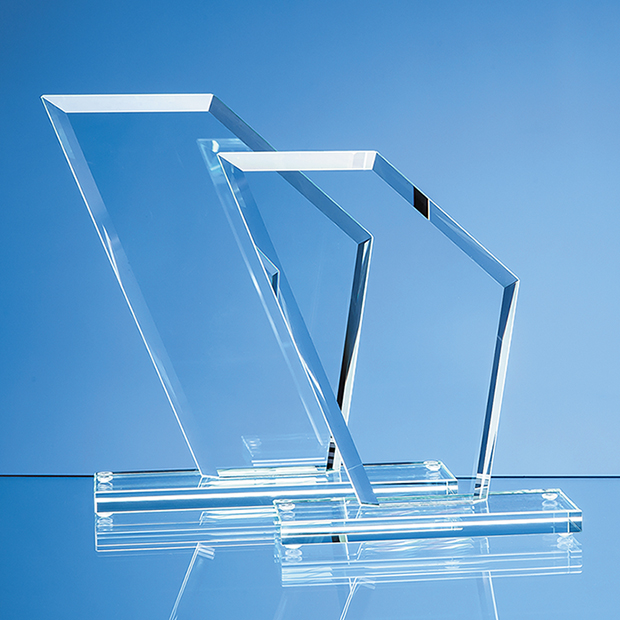 17.5cm X 15.5cm X 1cm Jade Glass Bevelled Edge Wing Award