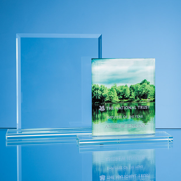12cm X 9cm X 12mm Jade Glass Bevelled Edge Rectangle Award