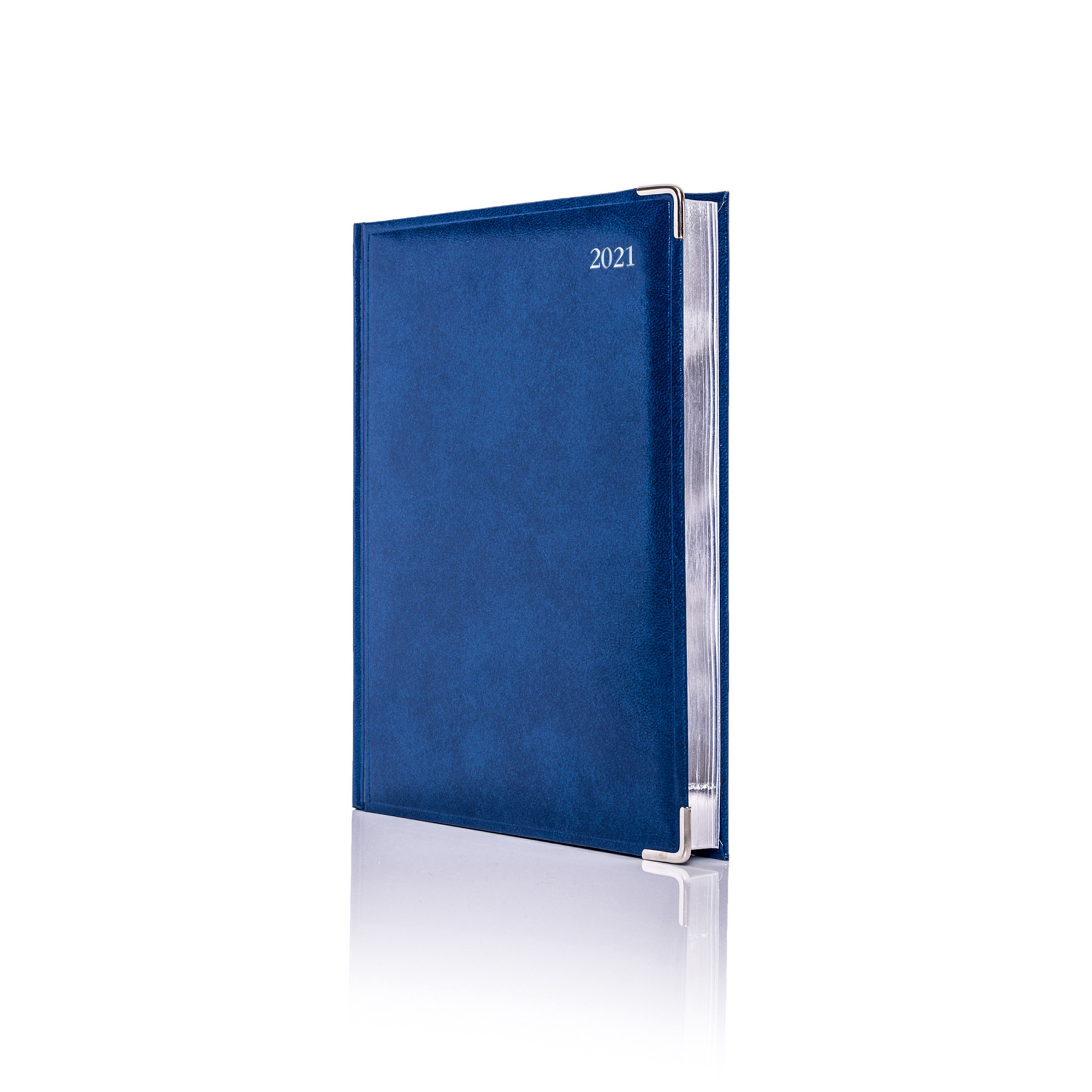 A5 Daily White Colombia De Luxe Silver Trim Diary