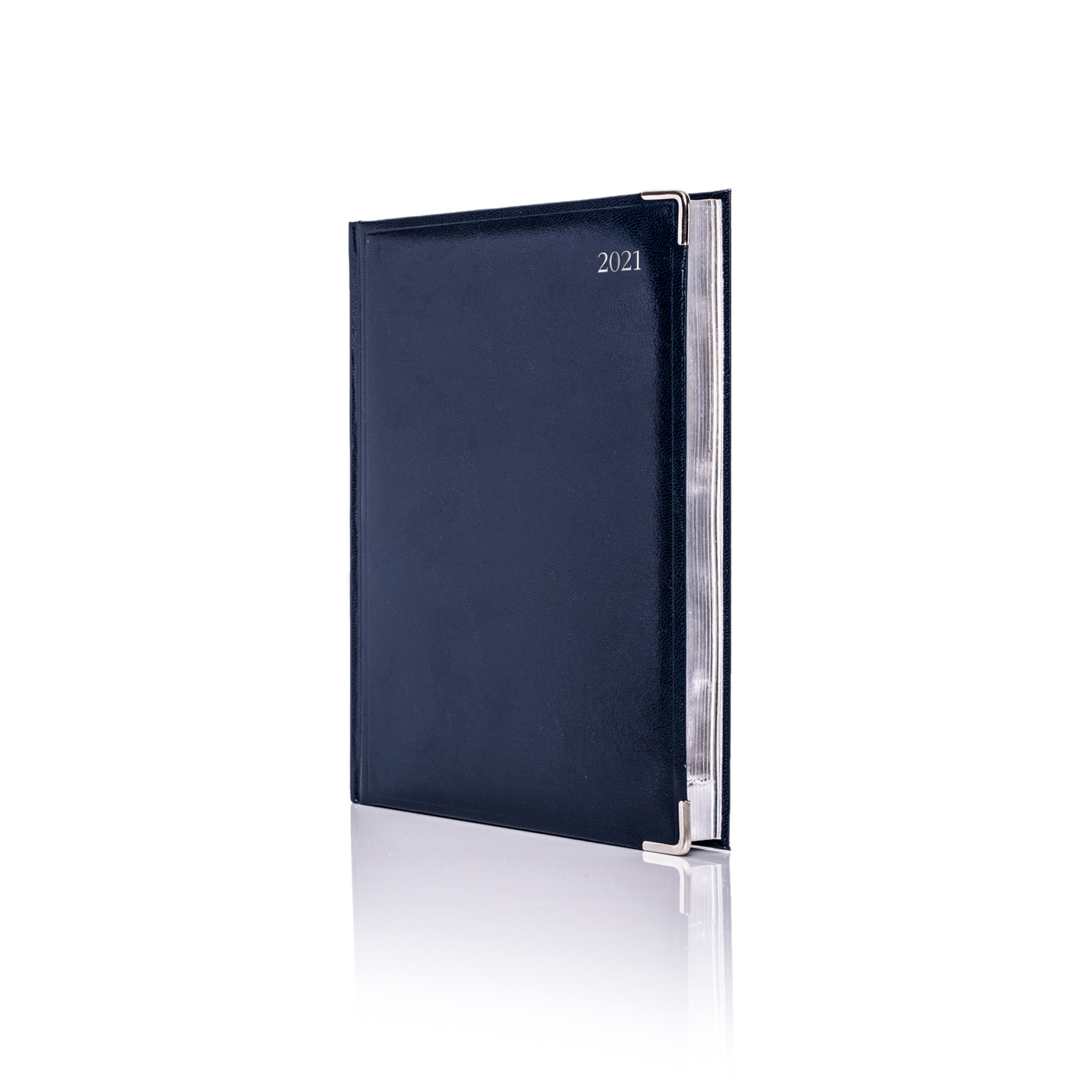 A5 Weekly White Colombia De Luxe Silver Trim Diary