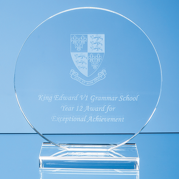 15cm X 12mm Clear Glass Circle Award