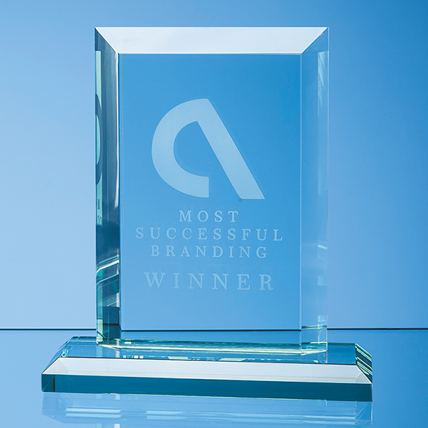 18cm X 13cm X 19mm Jade Glass Mitred Rectangle Award