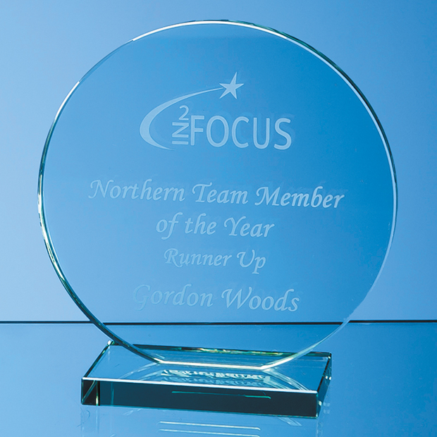 15cm X 12mm Jade Glass Circle Award