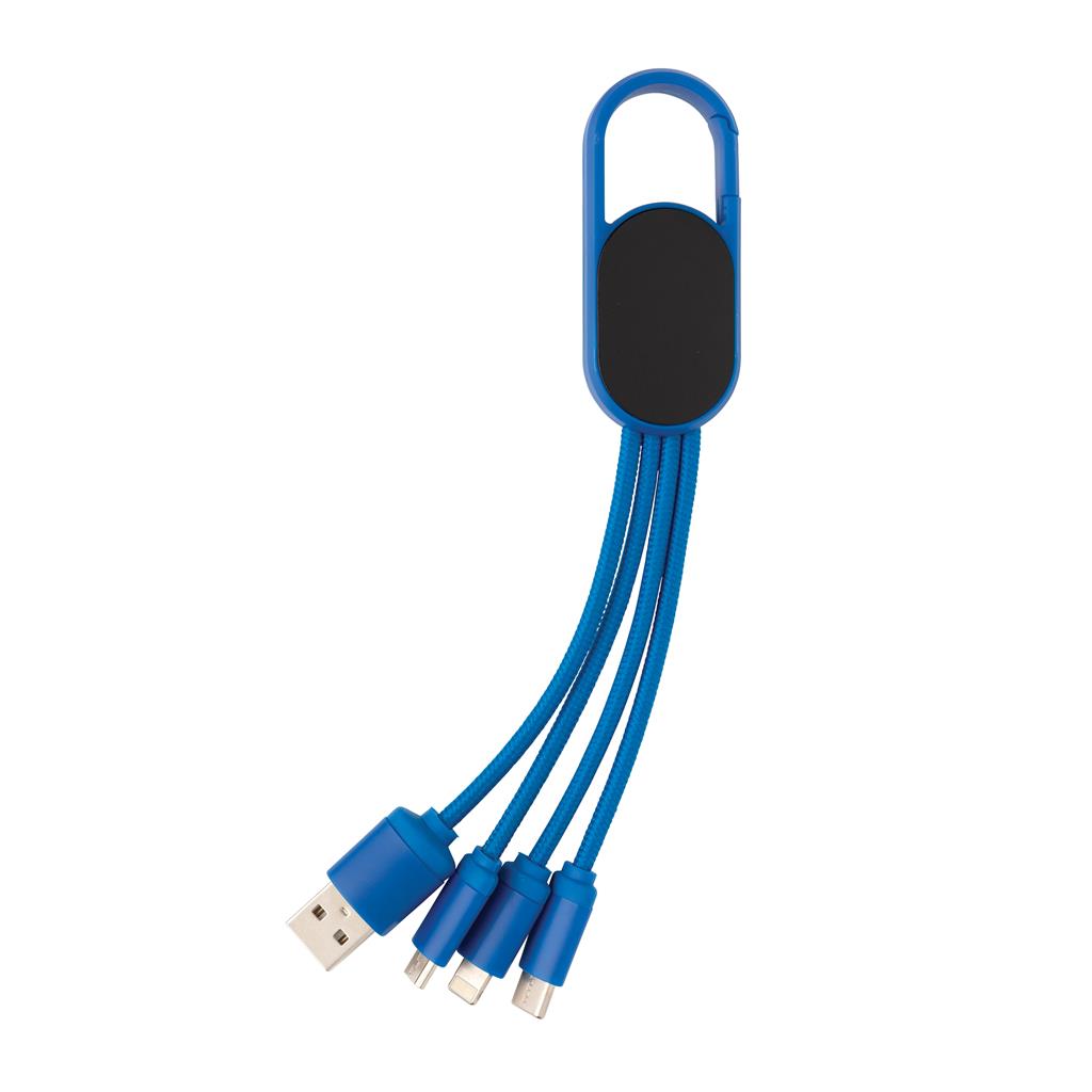 4-In-1 Cable With Carabiner Clip, Blue
