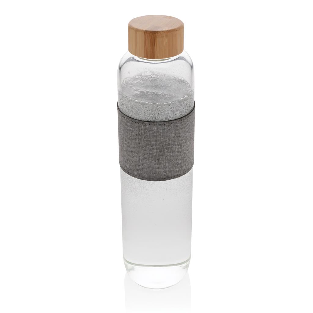 Impact Borosilicate Glass Bottle With Bamboo Lid, Transparen