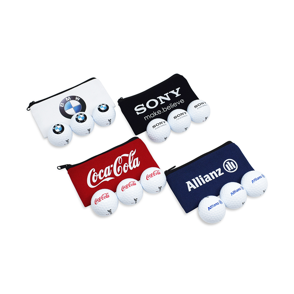Cotton Canvas Printed Zipped Bag Containing 3 X Titleist Velocity Golf Balls