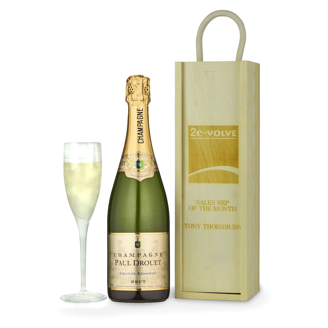 Personalised Wooden Gift Box With Champagne