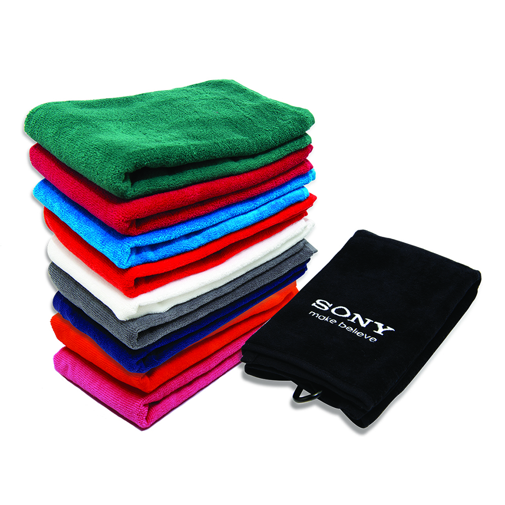 Velour Tri Fold Embroidered Golf Towel