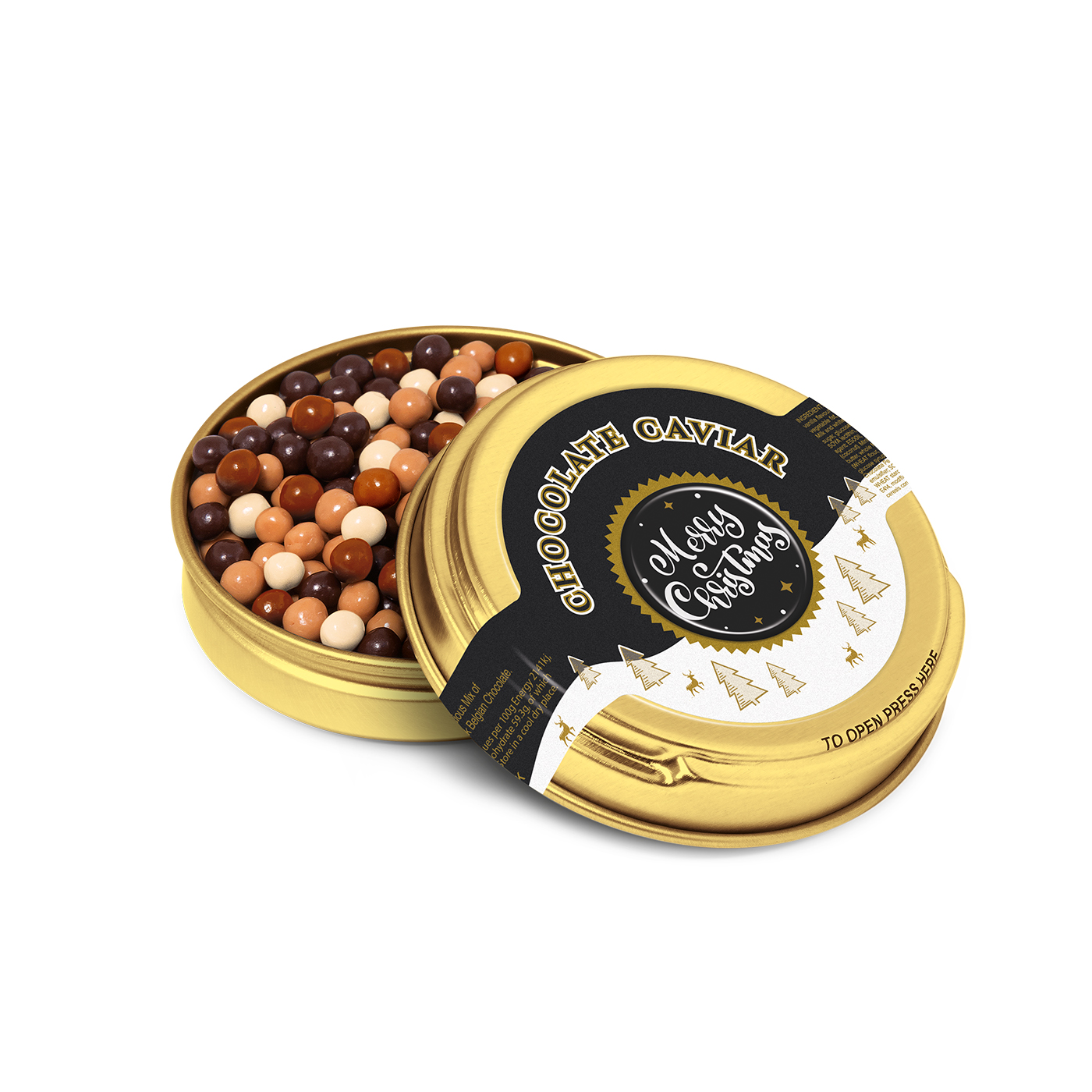 Winter Collection 2020 Caviar Tin With Gold With Chocolate Pearls