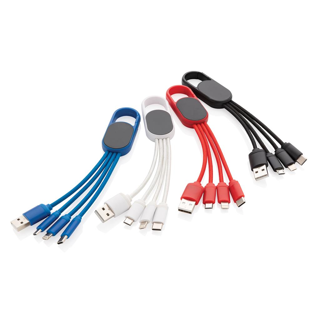 4-In-1 Cable With Carabiner Clip, Black