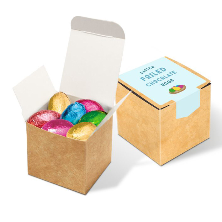 Easter - Eco Kraft Cube - Foiled Chocolate Eggs