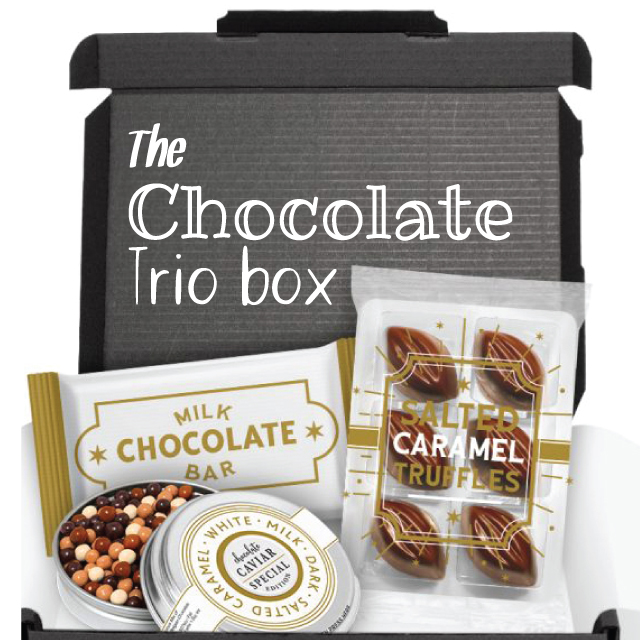 Chocolate Trio Mini Black Postal Box