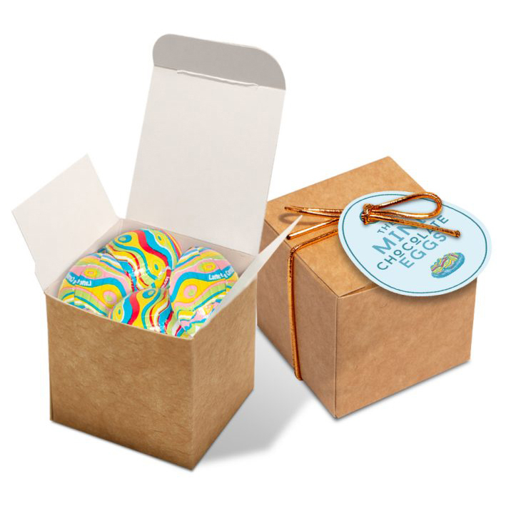 Easter - Eco Kraft Cube - Mini Chocolate Eggs - NEW