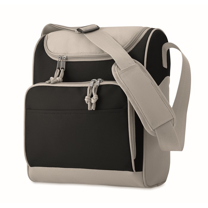 Zipper Cooler Bag With Front Pocket - Black