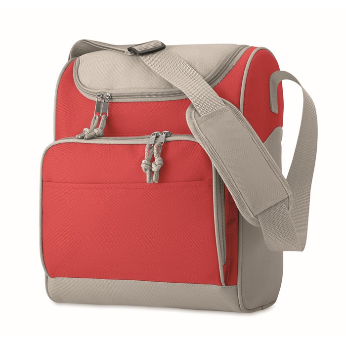 Zipper Cooler Bag With Front Pocket - Red
