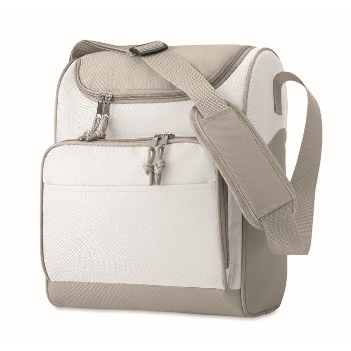Zipper Cooler Bag With Front Pocket - White
