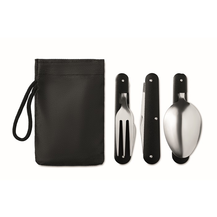 3 Service Camping SS Cutlery Set - Black