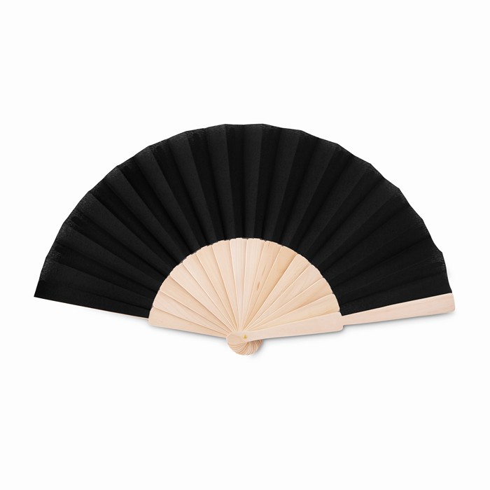 Franny Wood Manual Hand Fan - Black