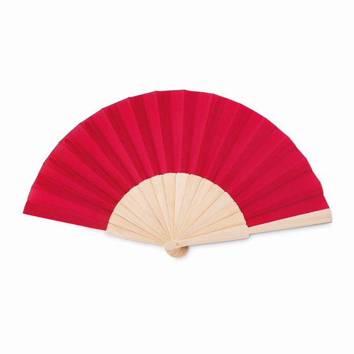 Franny Wood Manual Hand Fan - Red