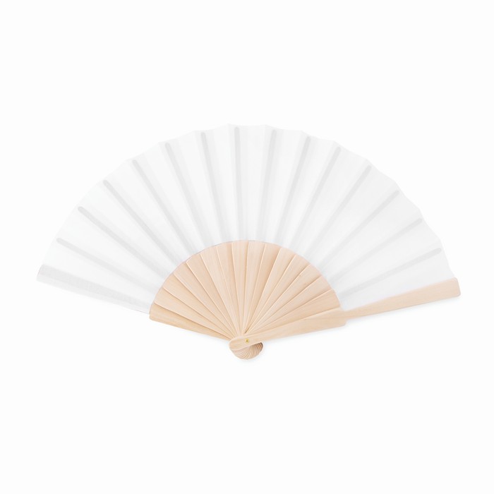 Franny Wood Manual Hand Fan - White