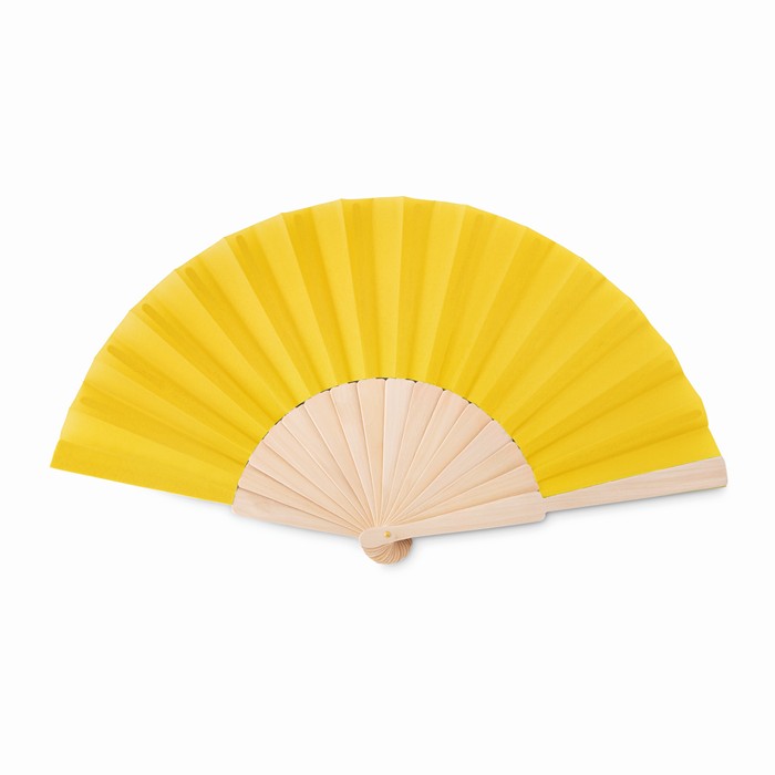 Franny Wood Manual Hand Fan - Yellow