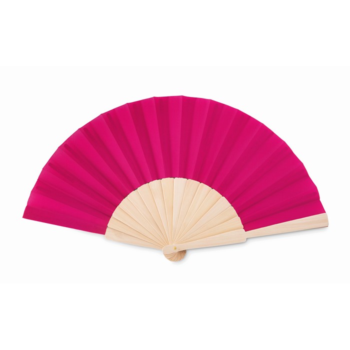 Franny Wood Manual Hand Fan - Fuchsia