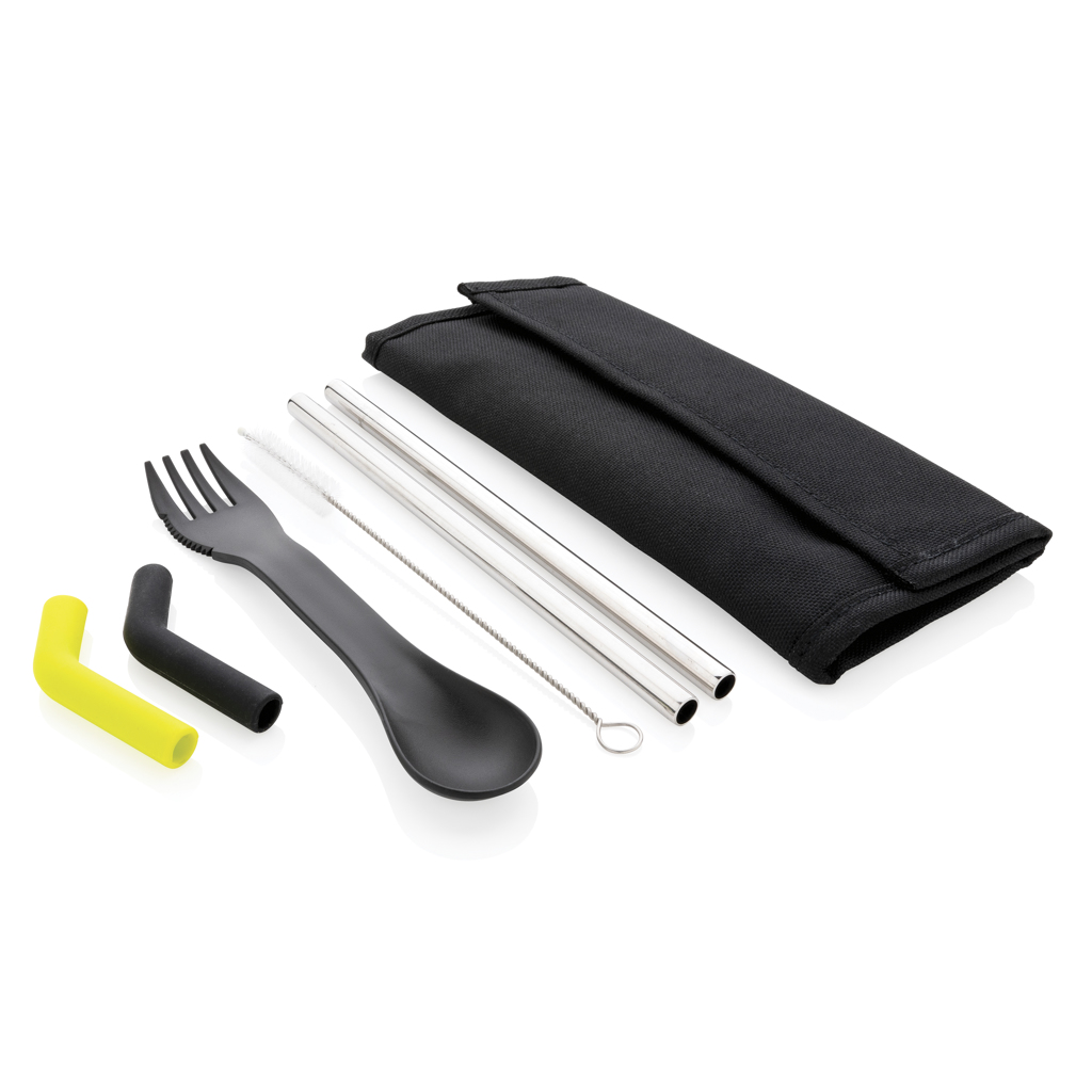 Tierra 2Pcs Straw And Cutlery Set In Pouch