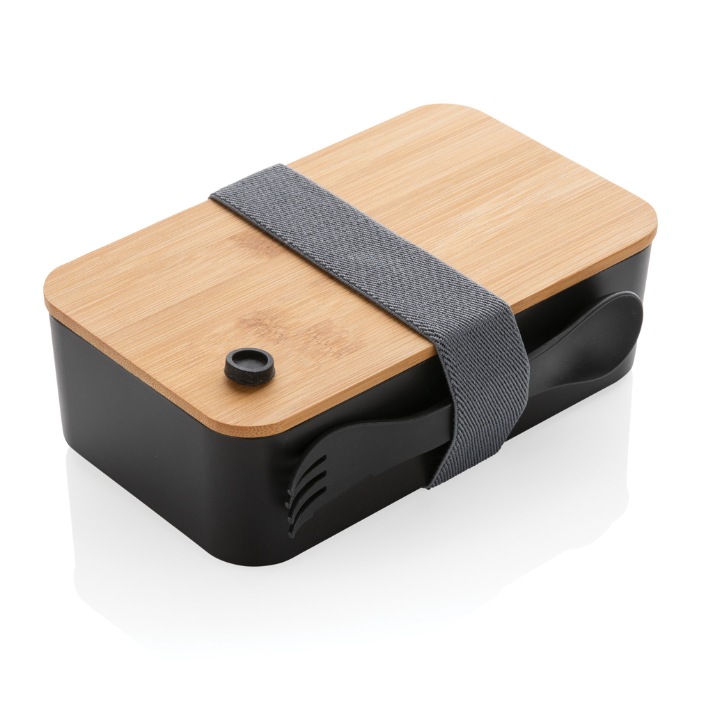 Pp Lunchbox With Bamboo Lid & Spork