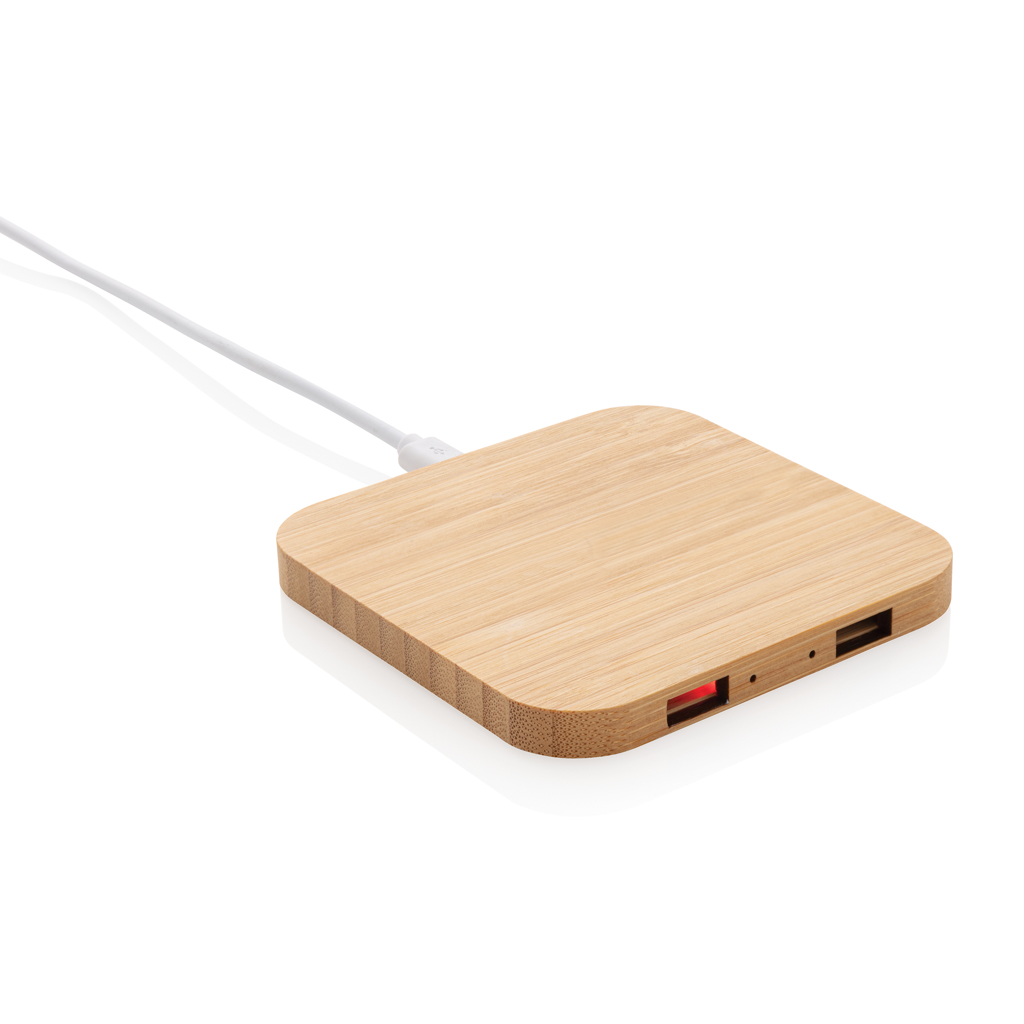 Bamboo 5W Wireless Charger With Usb Ports