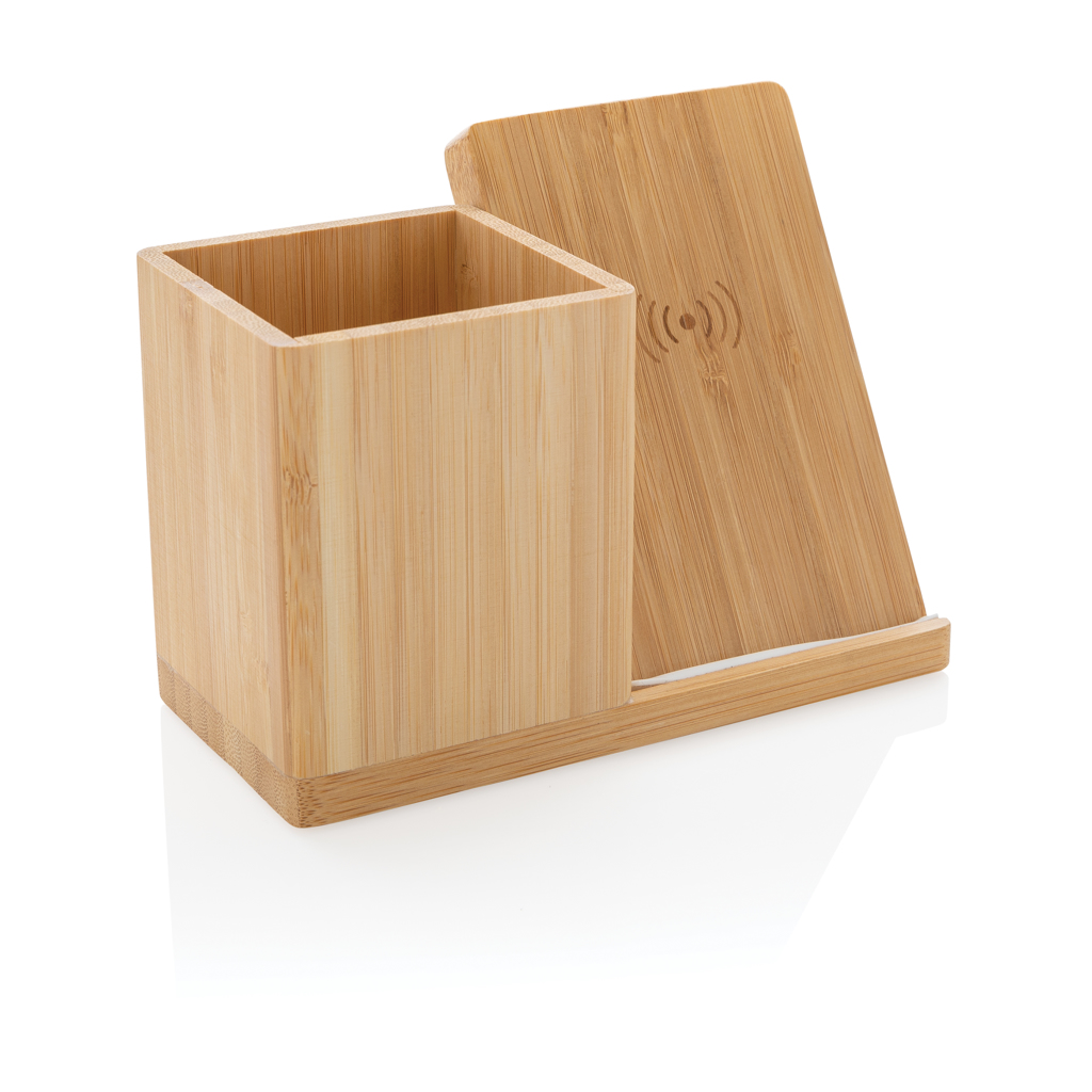 Calgary Bamboo 5W Wireless Charger With Pen Holder